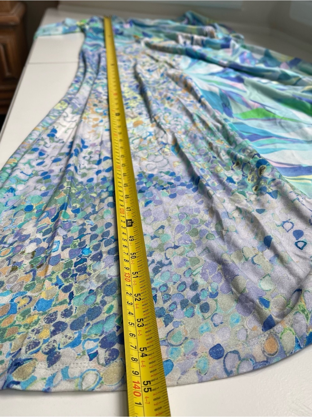 NWT Soft Surroundings Stella Dress Maxi Scoop Neck Half Sleeve Blue Aqua Green M - Picture 14 of 16